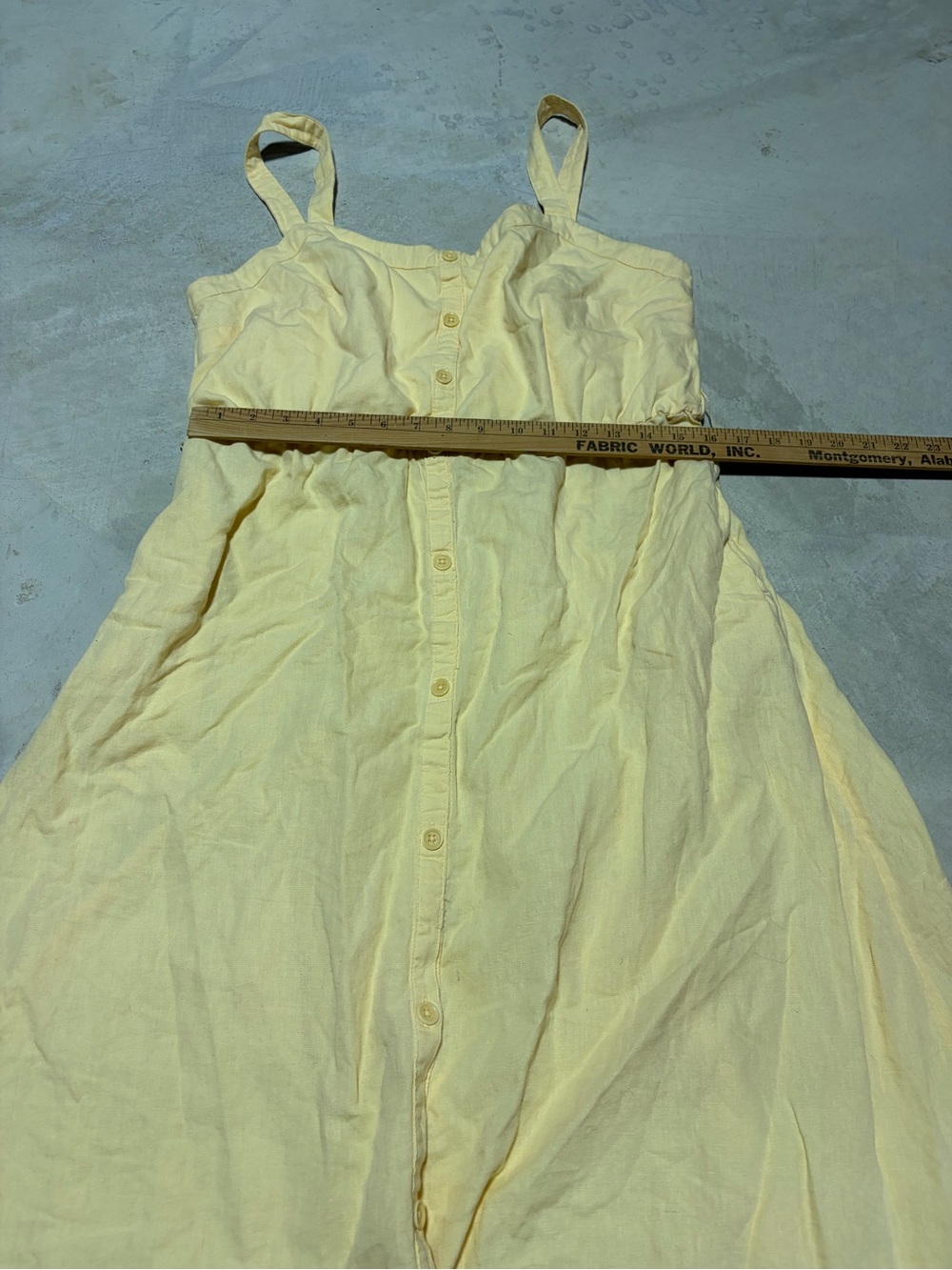 Pact cotton linen blend Light Yellow Button-Front Sundress large - Picture 8 of 11